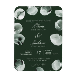 Muted Green Eucalyptus Scripted Modern Wedding Magnet