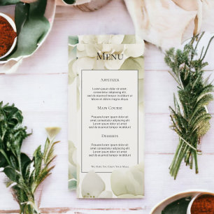 Muted Green Foliage Personalised Wedding Menu Card