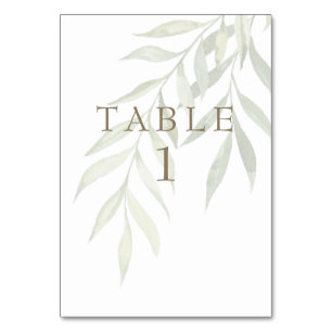 Muted Greenery Modern Gold Text Table Number