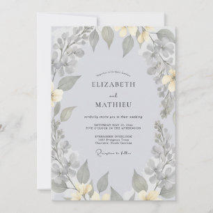 Muted Grey Eucalyptus Wedding Invitation
