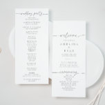 Muted Grey Simple Minimalist Wedding Program Programme<br><div class="desc">This muted grey simple minimalist wedding program is perfect for a modern wedding. The simple and elegant design features classic and fancy script typography in grey and white.</div>