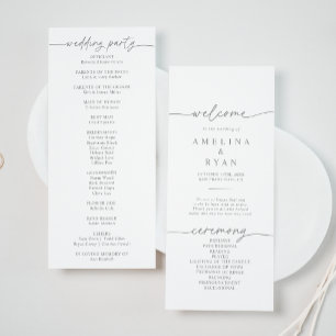 Muted Grey Simple Minimalist Wedding Program Programme