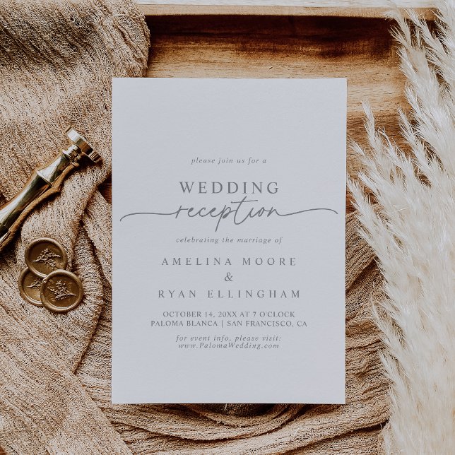 Muted Grey Simple Minimalist Wedding Reception Invitation (Creator Uploaded)
