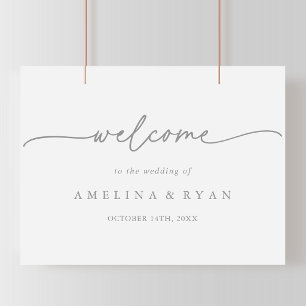 Muted Grey Simple Minimalist Wedding Welcome Sign