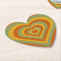Muted Groovy Retro Layered Love Heart