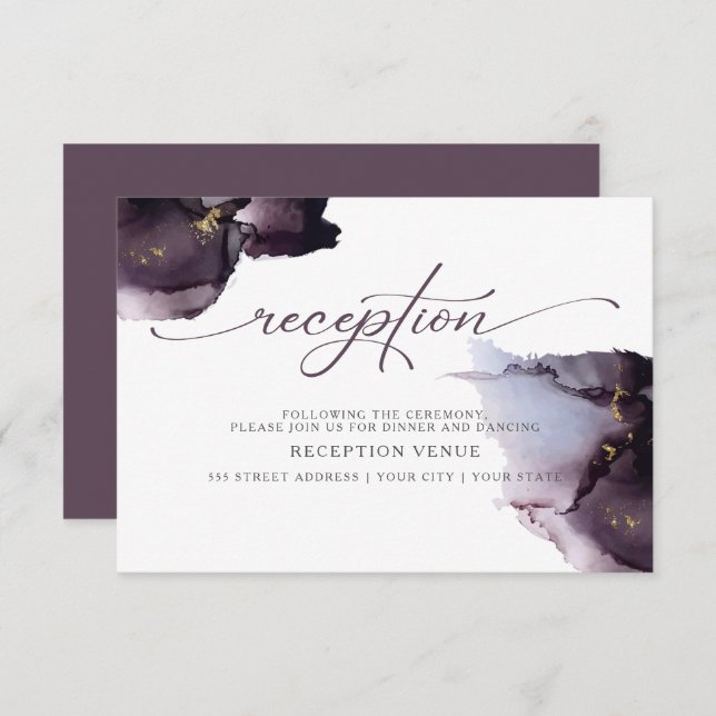 Muted Heather Purple Abstract Watercolor  Invitation (Front/Back)