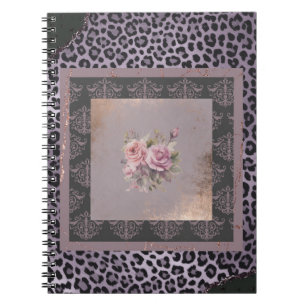 Muted lavender rose grunge style floral notebook