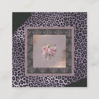 Muted lavender rose grunge style floral square business card