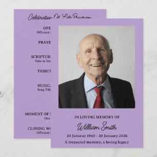Muted Lavender Tribute Funeral Program Programme