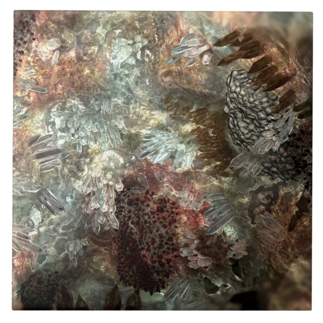 Muted Layers of Brown Crystals Tile (Front)