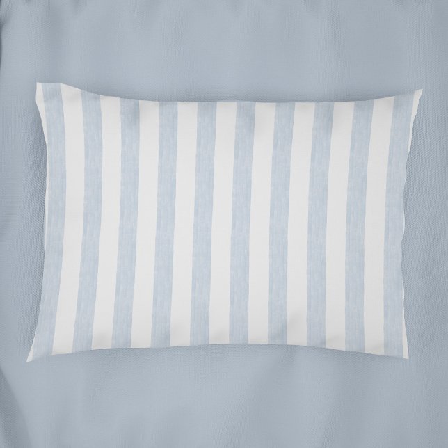 Muted Light Blue White Coastal Stripe Scandinavian Pillowcase (Creator Uploaded)