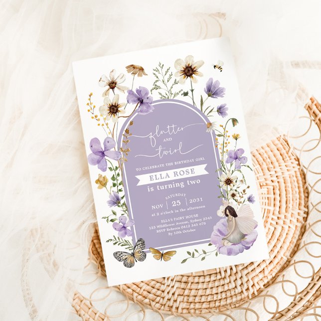 Muted Lilac Boho Fairy Wildflower Girl Birthday Invitation (Creator Uploaded)