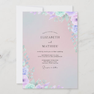 Muted Lilac Watercolor Blossom Wedding Invitation