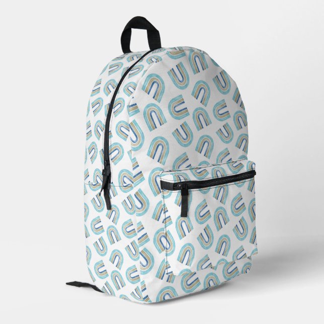 Muted Magic Rainbow Printed Backpack (Back Corner Left)