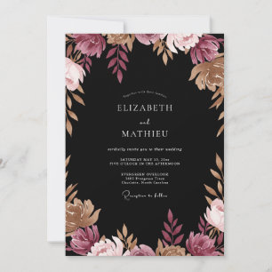Muted Mauve Copper Peony Wedding Invitation
