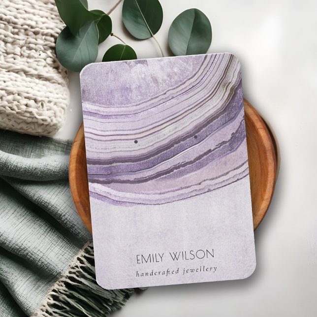 Muted Mauve Lilac Agate Earthy Earring Display Business Card (Creator Uploaded)