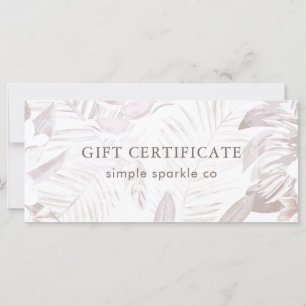 Muted Mauve Palm Print Gift Certificate