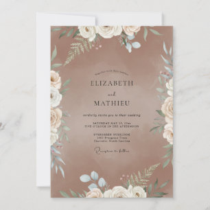 Muted Mauve Watercolor Ranunculus Wedding Invitation