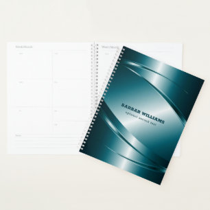 Muted metallic blue geometric dynamic design planner
