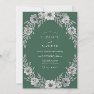 Muted Moss Petal Wedding Invitation