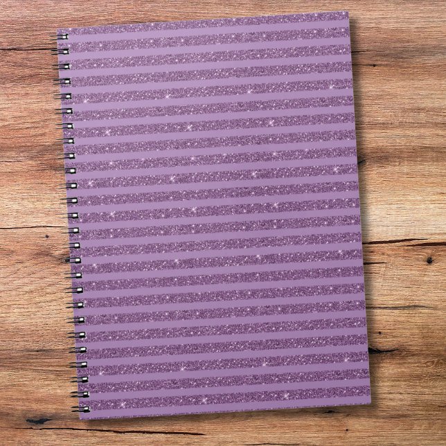 Muted Mulberry Glitter Style Horizontal Stripes Notebook (Creator Uploaded)