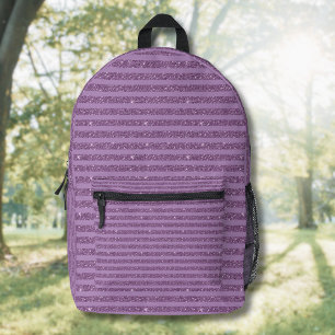 Muted Mulberry Glitter Style Horizontal Stripes Printed Backpack