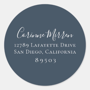 Muted Navy Blue Return Address Sticker