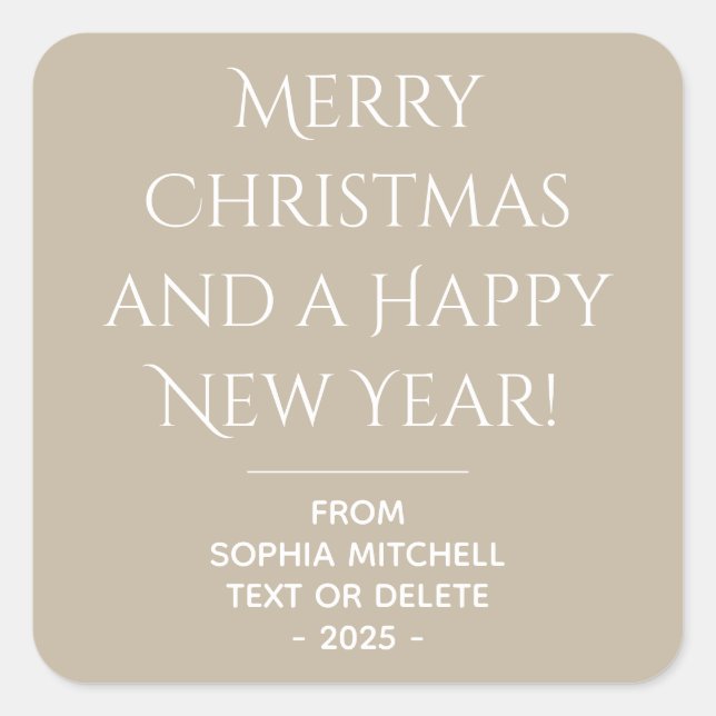 Muted Neutral Oatmeal Christmas Sticker (Front)