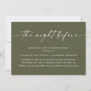 Muted Olive Green Rehearsal Dinner Earth Tone Invitation