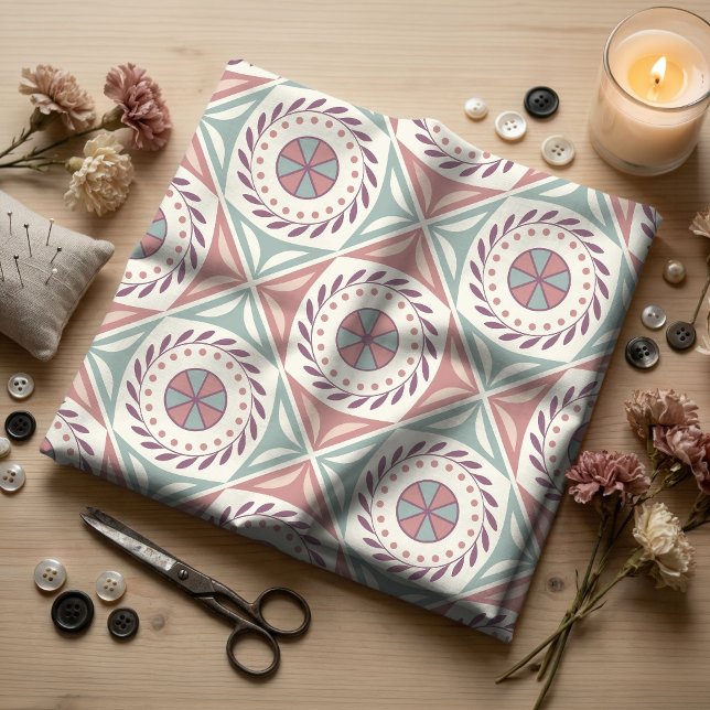 Muted Pastel Boho Mandalas & Folk Tile Patterns Fabric (Creator Uploaded)