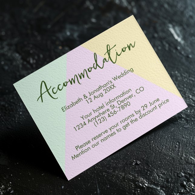 Muted Pastel Geometric Wedding Accommodation Enclosure Card (Creator Uploaded)