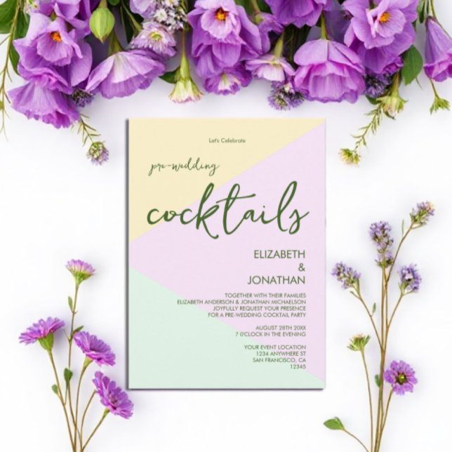 Muted Pastel Geometric Wedding Cocktail Party Invitation (Creator Uploaded)