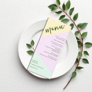 Muted Pastel Geometric Wedding Menu