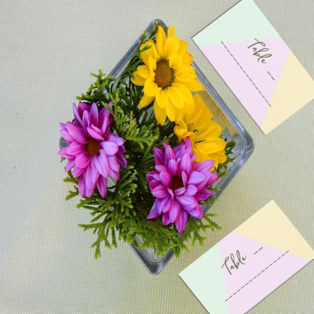 Muted Pastel Geometric Wedding Place Card (Creator Uploaded)