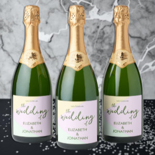 Muted Pastel Geometric Wedding Sparkling Wine Label