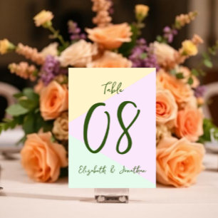 Muted Pastel Geometric Wedding Table Number