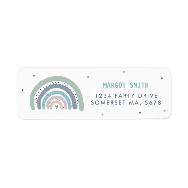 Muted Pastel Rainbow Baby Shower Return Address (Front)