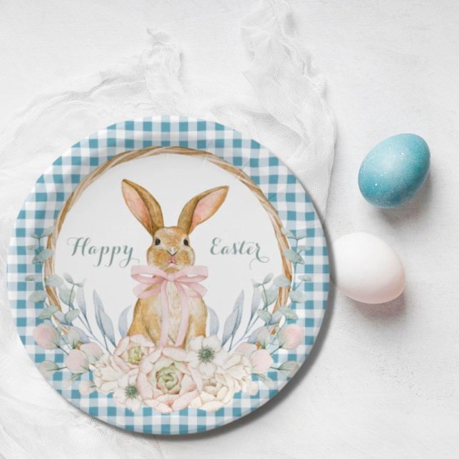 Muted Pastel Watercolor Floral Wreath Easter Paper Plate (Creator Uploaded)