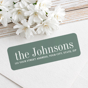 Muted pine green family name return address