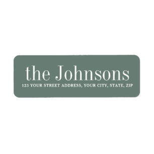 Muted pine green family name return address