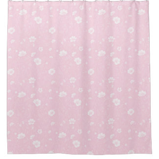 Muted Pink And White Wildflower Pattern Shower Curtain