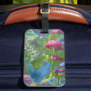 Muted pink, blue and White floral Luggage Tag