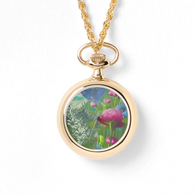 Muted pink, blue and White floral  Watch (Front)