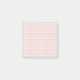 Muted Pink Chequered Pattern Soft Grid Design Post-it Notes