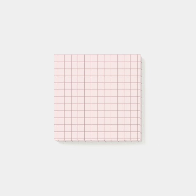 Muted Pink Chequered Pattern Soft Grid Design  Post-it Notes (Front)