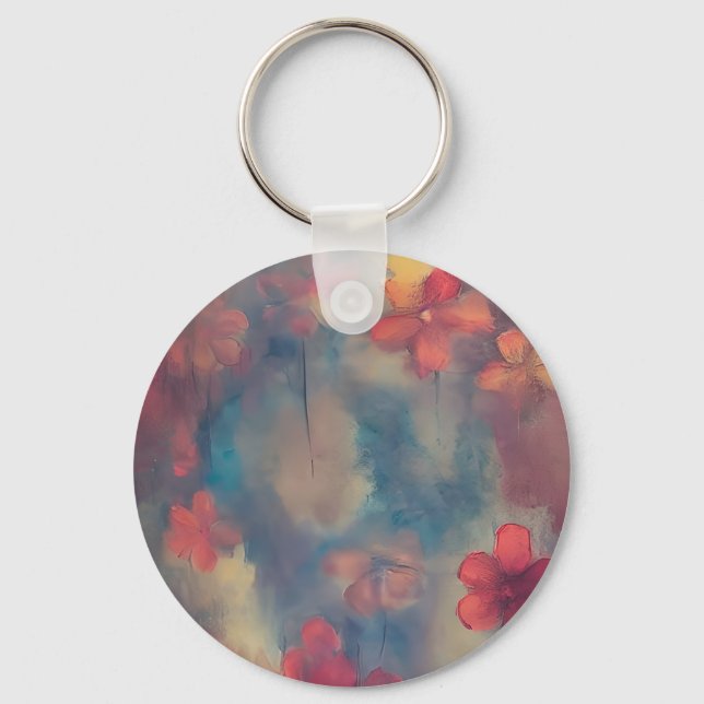 Muted pink flowers  key ring (Front)