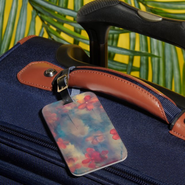 Muted pink flowers luggage tag (Front Insitu 1)