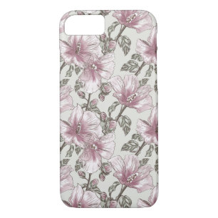 Muted Pink Hibiscus Flowers Pattern iPhone 8/7 Case
