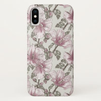Muted Pink Hibiscus Flowers Pattern