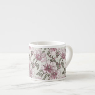 Muted Pink Hibiscus Flowers Pattern Espresso Cup